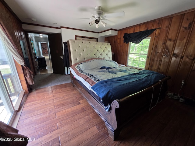 3841 State Highway 30, Mayfield, NY 12010 - bedroom featuring ornamental molding, wood finished floors, and a ceiling fan