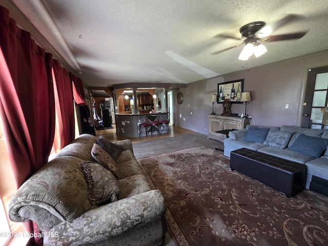3841 State Highway 30, Mayfield, NY 12010 - living room featuring a ceiling fan and a textured ceiling