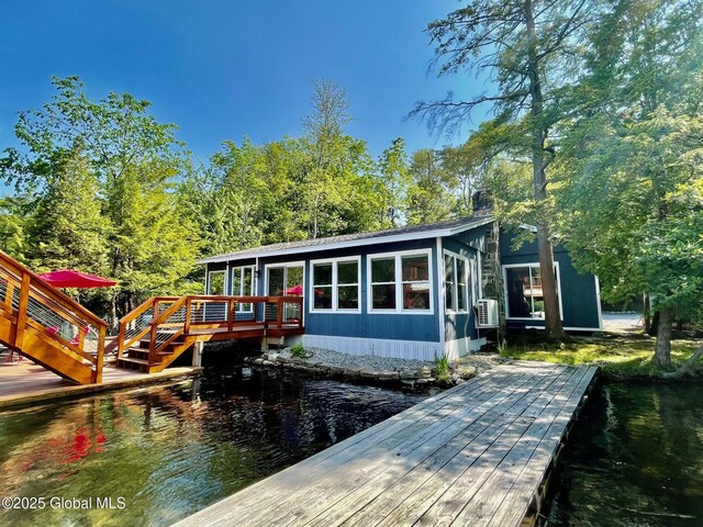 3602 Echo Bay Ln, Fort Ann, NY 12844 - dock with a deck with water view and cooling unit