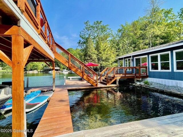 3602 Echo Bay Ln, Fort Ann, NY 12844 - dock area with a water view and stairs