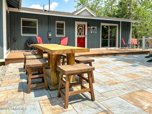 3602 Echo Bay Ln, Fort Ann, NY 12844 - view of patio featuring outdoor dining space and a wooden deck