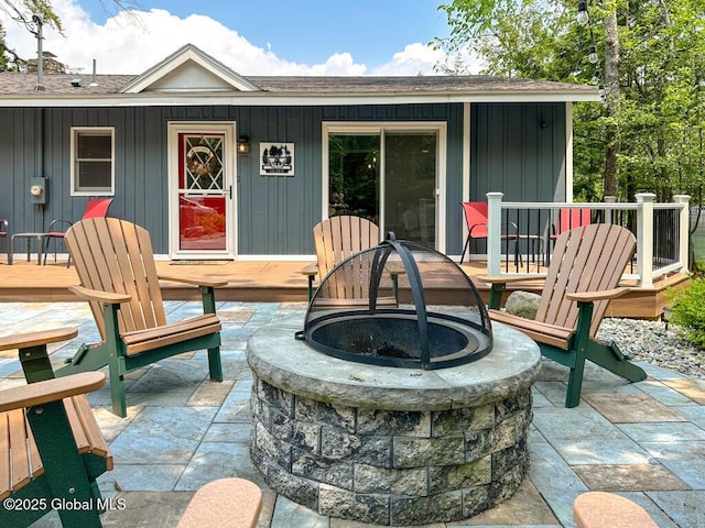 3602 Echo Bay Ln, Fort Ann, NY 12844 - view of patio with an outdoor fire pit