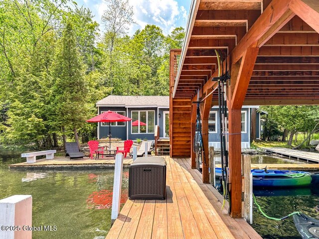 3602 Echo Bay Ln, Fort Ann, NY 12844 - wooden terrace with a boat dock and a water view
