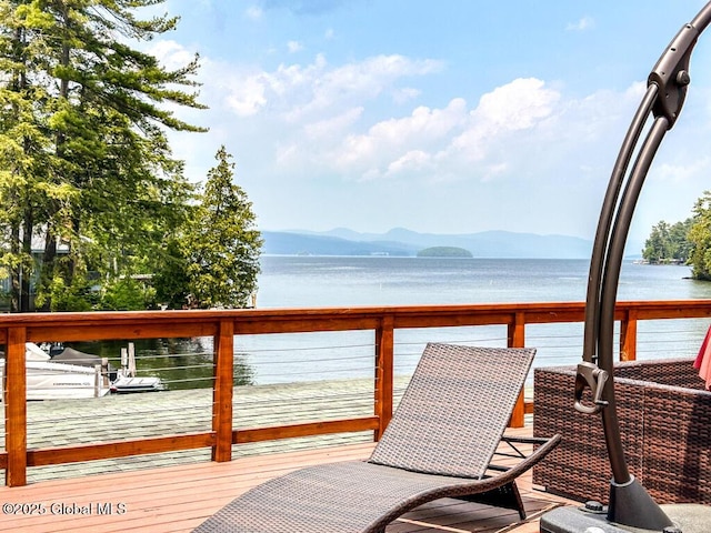 3602 Echo Bay Ln, Fort Ann, NY 12844 - wooden terrace with a water and mountain view