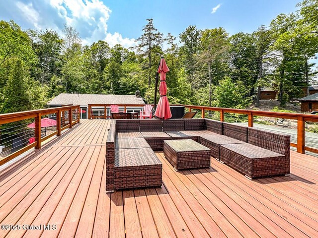 3602 Echo Bay Ln, Fort Ann, NY 12844 - wooden terrace featuring an outdoor hangout area