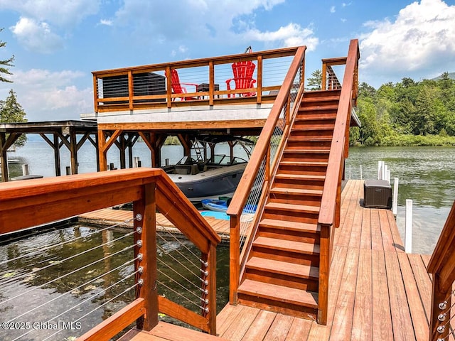 3602 Echo Bay Ln, Fort Ann, NY 12844 - dock area featuring a water view and stairs