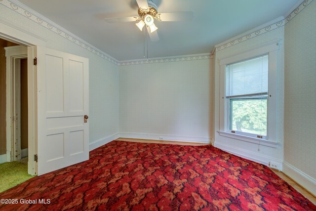 510 S William St, Johnstown, NY 12095 - carpeted spare room with a ceiling fan and crown molding