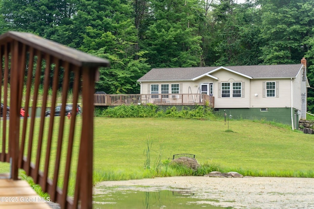 79 Chandler Ln, Greenfield, NY 12859 - view of grassy yard featuring a deck