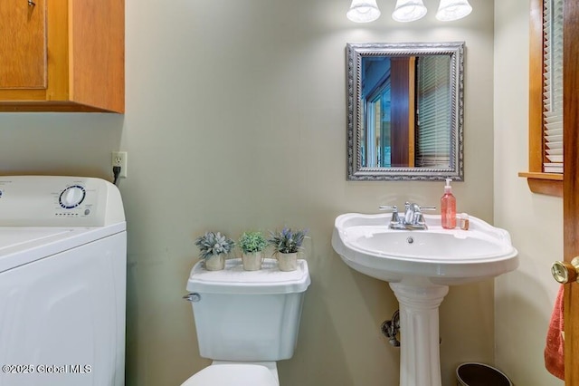8 Birchtree Ln, Milton, NY 12020 - half bathroom featuring washer / dryer and toilet