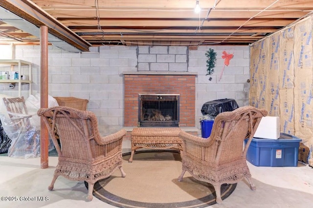 8 Birchtree Ln, Milton, NY 12020 - unfinished below grade area with a brick fireplace