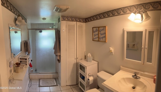 6 Pine Rd, Moreau, NY 12803 - full bathroom featuring a closet, a shower stall, tile patterned flooring, and toilet