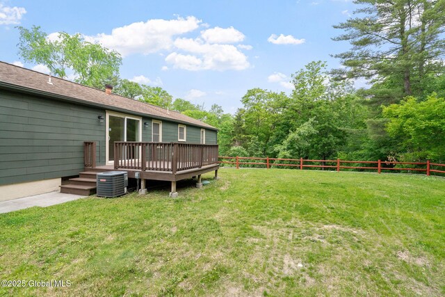 16 Smith Ln, East Greenbush, NY 12144 - view of yard with central air condition unit and a deck