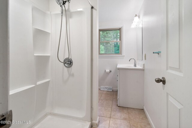16 Smith Ln, East Greenbush, NY 12144 - bathroom with a shower stall, vanity, tile patterned floors, and baseboards
