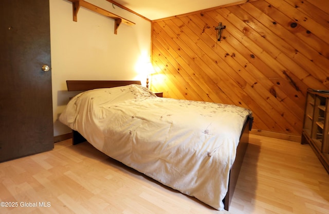68 Elks Glade Rd, Chester, NY 12817 - bedroom featuring light wood-type flooring and wood walls