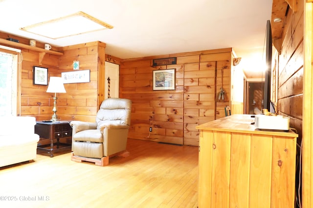 68 Elks Glade Rd, Chester, NY 12817 - sitting room featuring wooden walls and light wood-type flooring