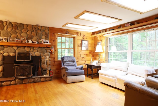 68 Elks Glade Rd, Chester, NY 12817 - living area with wood-type flooring and wooden walls