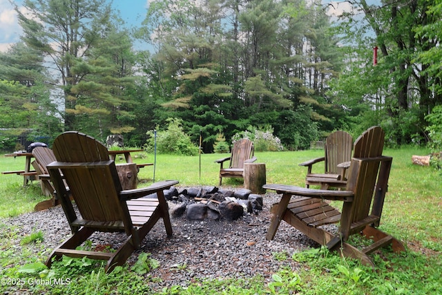 68 Elks Glade Rd, Chester, NY 12817 - view of grassy yard featuring a fire pit