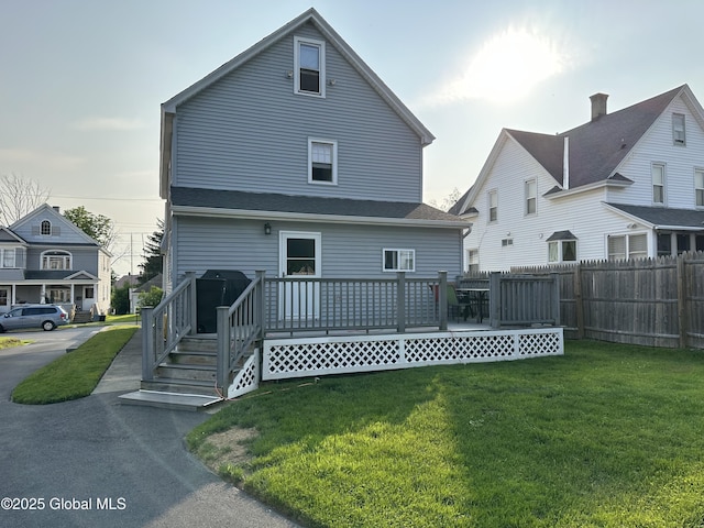 13 Hawk St, Amsterdam, NY 12010 - back of property featuring a wooden deck