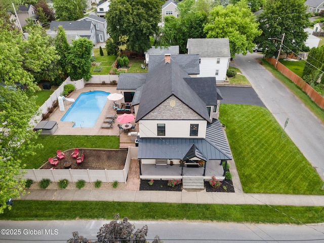 195 W Circular St, Saratoga Springs, NY 12866 - aerial view of residential area featuring a pool area