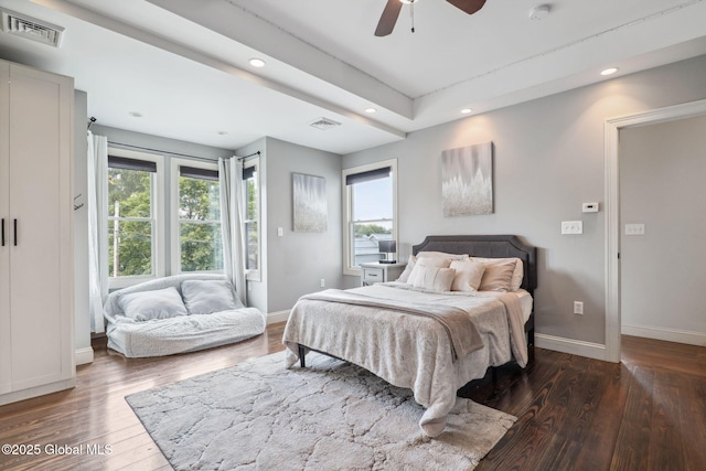 195 W Circular St, Saratoga Springs, NY 12866 - bedroom featuring multiple windows, wood finished floors, recessed lighting, and a ceiling fan