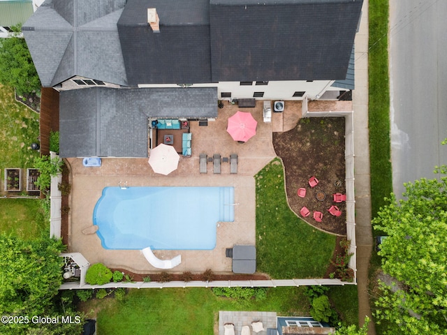 195 W Circular St, Saratoga Springs, NY 12866 - aerial view of property and surrounding area with a pool