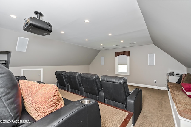 1 Stoneridge Dr, Colonie, NY 12211 - carpeted cinema room with vaulted ceiling and recessed lighting