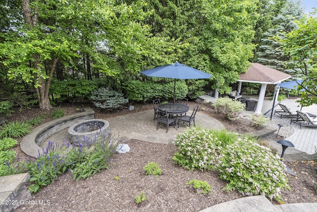 1 Stoneridge Dr, Colonie, NY 12211 - view of patio / terrace featuring an outdoor fire pit, a gazebo, and outdoor dining area