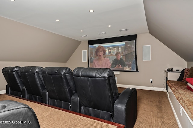 1 Stoneridge Dr, Colonie, NY 12211 - home theater room with carpet floors, lofted ceiling, and recessed lighting