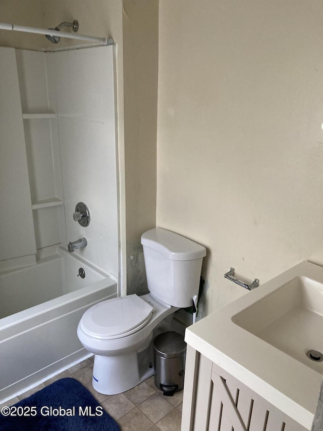 45 14th St, Troy, NY 12180 - full bathroom featuring tile patterned floors, toilet, vanity, and bathtub / shower combination