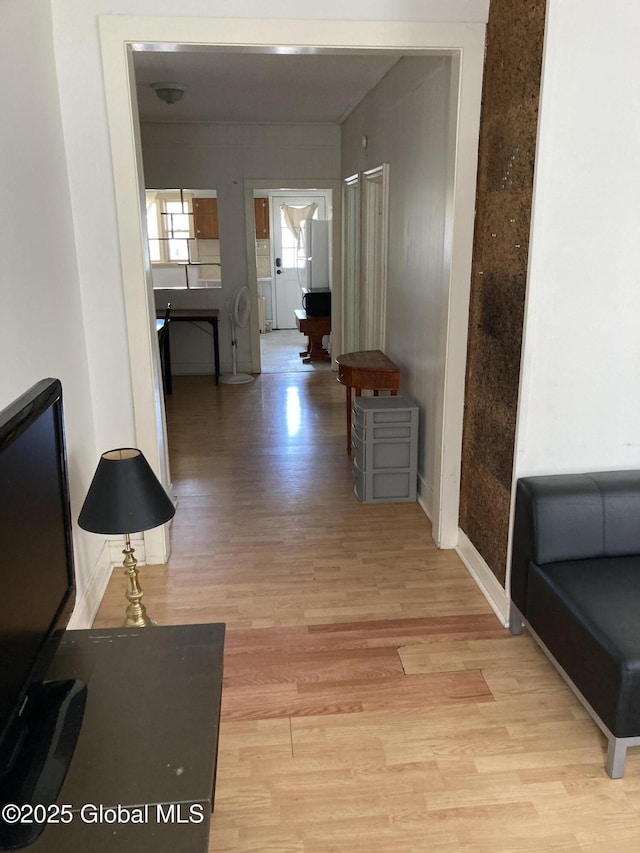 45 14th St, Troy, NY 12180 - hallway with light wood-style floors and baseboards