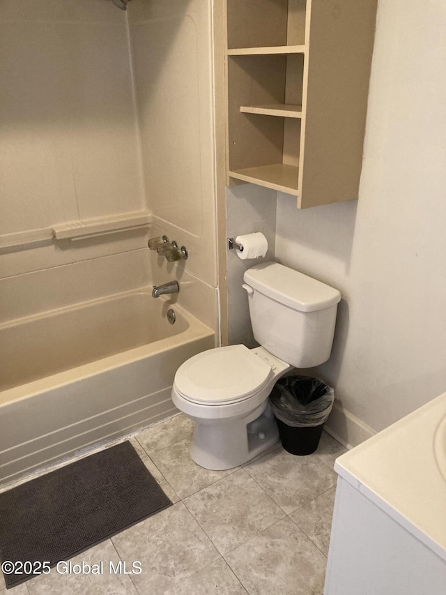 45 14th St, Troy, NY 12180 - full bathroom with shower / washtub combination, toilet, vanity, and tile patterned flooring