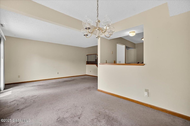 35 Justine Ct, East Greenbush, NY 12144 - carpeted spare room featuring a chandelier and a textured ceiling