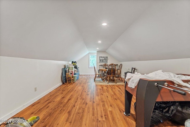 363 Goodman Rd, Fort Ann, NY 12827 - bedroom with vaulted ceiling, light wood finished floors, baseboards, and recessed lighting