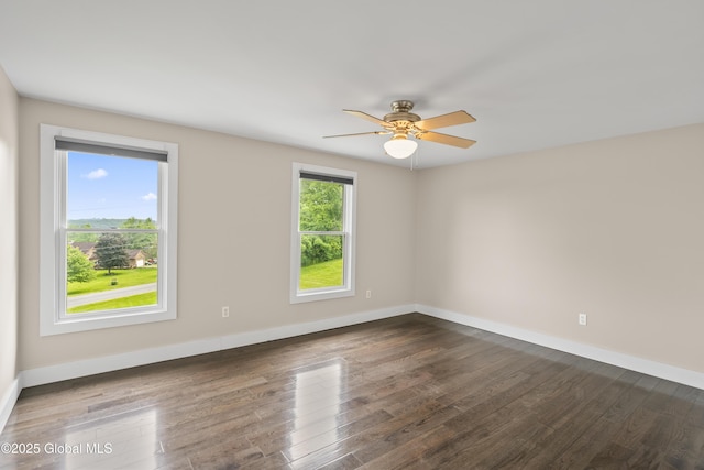 363 Goodman Rd, Fort Ann, NY 12827 - empty room featuring ceiling fan, baseboards, and dark wood-type flooring