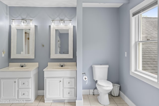 363 Goodman Rd, Fort Ann, NY 12827 - bathroom with vanity, tile patterned floors, toilet, and baseboards
