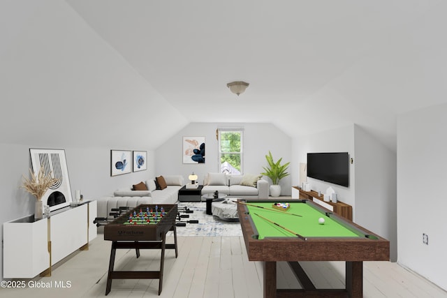 363 Goodman Rd, Fort Ann, NY 12827 - recreation room with lofted ceiling, pool table, and light wood-style floors