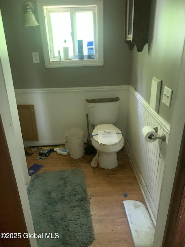 20 Lakeview Rd, Berne, NY 12059 - bathroom featuring wainscoting, wood finished floors, and toilet