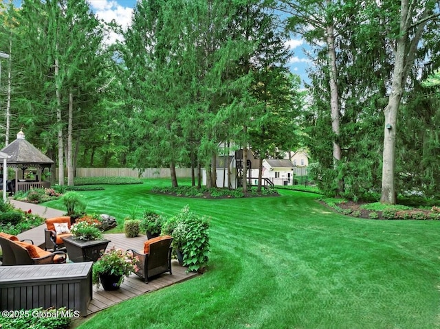 17 Cypress Pt, Clifton Park, NY 12065 - view of yard with a gazebo, a deck, and an outdoor hangout area