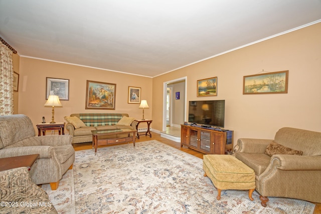805 Karenwald Ln, Schenectady, NY 12309 - living area with ornamental molding and wood finished floors