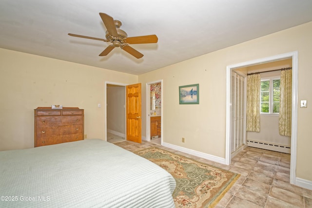 805 Karenwald Ln, Schenectady, NY 12309 - bedroom featuring a baseboard radiator and ceiling fan