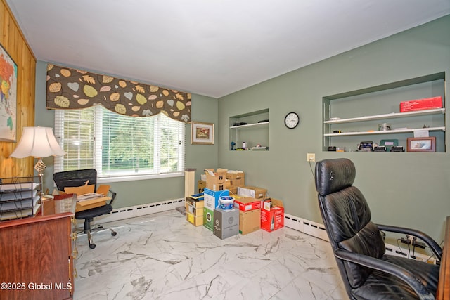 805 Karenwald Ln, Schenectady, NY 12309 - office with marble look tiles and a baseboard radiator