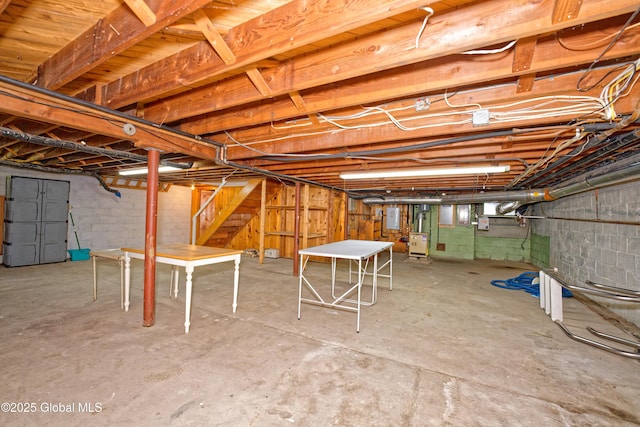 805 Karenwald Ln, Schenectady, NY 12309 - unfinished basement with stairs