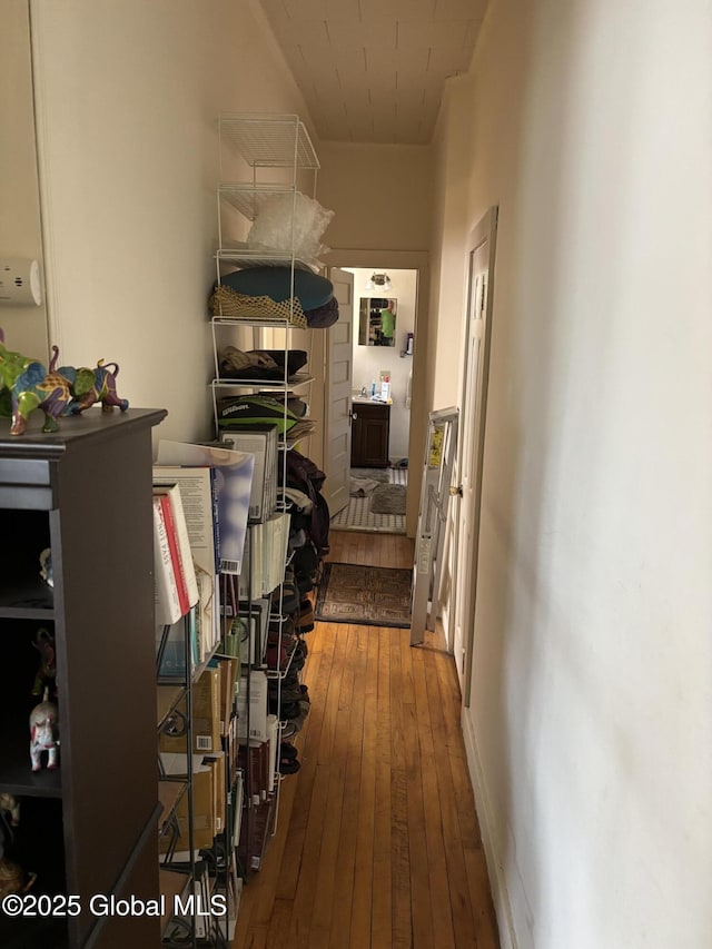 219 Green St, Schenectady, NY 12305 - hallway with hardwood / wood-style flooring and baseboards