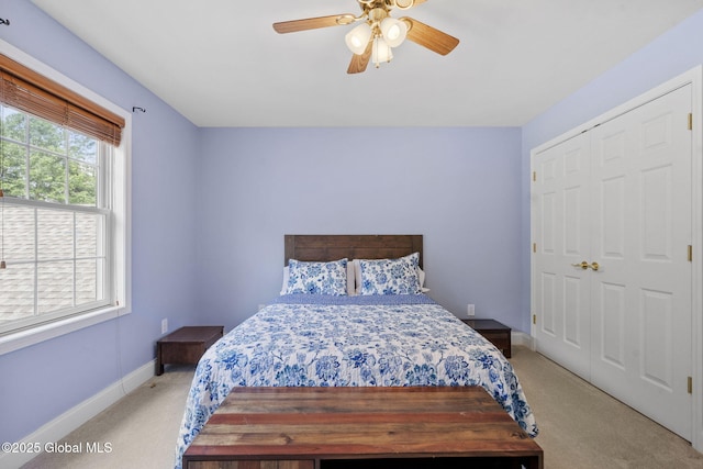 41 Jean Pl, Guilderland, NY 12303 - bedroom with light carpet, a ceiling fan, and a closet