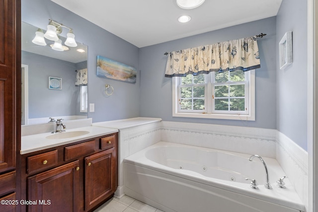 41 Jean Pl, Guilderland, NY 12303 - full bathroom featuring vanity, a whirlpool tub, and tile patterned flooring