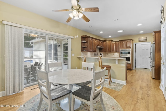 41 Jean Pl, Guilderland, NY 12303 - dining space featuring a ceiling fan, light wood-style flooring, and recessed lighting
