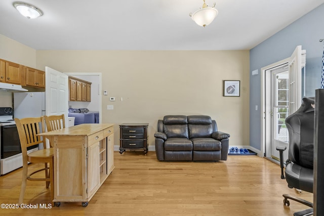 41 Jean Pl, Guilderland, NY 12303 - living area featuring independent washer and dryer and light wood-type flooring