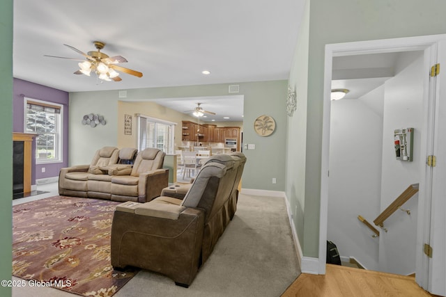 41 Jean Pl, Guilderland, NY 12303 - living room with ceiling fan and recessed lighting