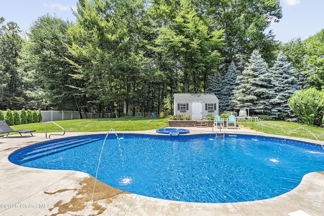 41 Jean Pl, Guilderland, NY 12303 - outdoor pool with an outdoor structure, a patio area, and view of wooded area