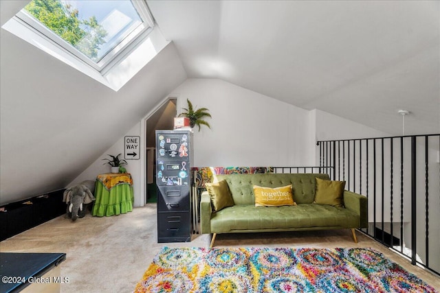 290 Camden Valley Rd, Salem, NY 12873 - carpeted living room featuring vaulted ceiling and a skylight